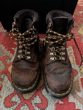 Dr. Martens 1460 Collar Boots in Dark Brown and Black